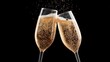 © MoodFrame - Cheers with champagne flutes clinking together against a black background
