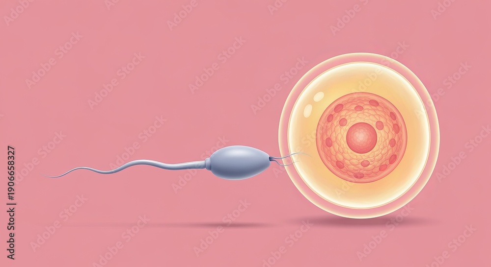 Journey to New Life Cartoon Depiction of Egg and Sperm Interaction in ...