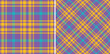 © SolaruS - Fabric pattern seamless of background texture plaid with a check tartan textile vector. Set in kids colors for stylish home decor.