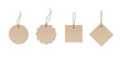 © backup16 - Price tags. Sale labels. Hanging tags. Blank labels mockups. Paper empty stickers of different shapes with string loops for retail, packaging, gifts, luggage. Realistic vector illustrations set