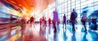 © petrrgoskov - Wide angle view of attendees moving through a large congress center, showing busy professional flow, event networking, corporate mobility and modern business environment.
