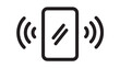 © TAIFUR - Smartphone vibration icon with ringing wave lines, minimal black outline symbol for mobile notification, alert, incoming call, sound mode, UI app interface on white