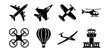 © yLemon - Air transportation silhouette icons set