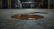 © pngking - Liquid spill creating a leak on concrete floor in factory area