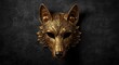 © pngking - Artistic golden wolf metal mask displayed against a richly textured dark background