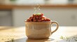 © pngking - Focused close up on a cup filled with zesty BBQ baked beans