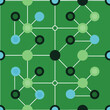 © Sindy - Abstract green network pattern with interconnected circles and lines, symbolizing data flow, technology, science, or digital communication. Modern seamless background.