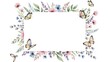 © Robiarts - Delicate floral frame with butterflies and pastel flowers surrounding a blank white space