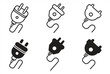 © sawangsinawang - Collection of electrical plug icons with electrical cables, electrical symbol elements, in various styles, vector illustrations.