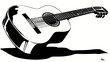 © ahmad - A black and white stylized illustration depicts a classical stringed instrument with detailed features