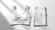 © Sullindya - Versatile flat lay mockup of white activewear set, featuring a comfortable sports bra and matching fitness leggings, perfect for apparel design presentation