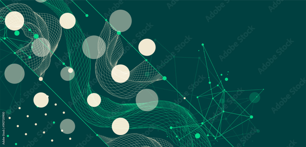 The abstract wave is made in a frame style. Template for science and ...