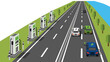 © Mark - Isometric electric vehicle charging station on roadside with eco-friendly cars