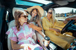 © ivanko80 - Friends enjoy a sunny day riding in a car and sharing laughs on a road trip during summer