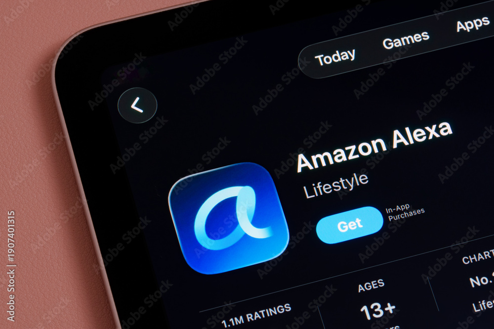 Amazon Alexa app listing in Apple App Store on iPad showing redesigned ...