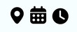 © Steps&Stones Design - date time location icons modern black flat clock calendar address