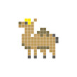© Adpragus - A flat pixel design made of geometric square color blocks on a clean icon layout. Pixel art camel