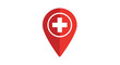 © siti - Red location pin with white medical cross symbol for healthcare navigation.