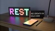 © Nurshafinaz - Bright Neon Pixel Sign Displaying the Word Rest