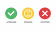© Shafiet - Status Indicators for Approval Process with Checkmark, Hourglass, and Cross Symbols.