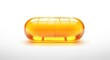 © Dece Std - Close-up of a glossy, translucent orange softgel capsule against a white gradient background