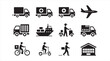 © ARIF ABSAR APON - Transportation and logistics icon collection with delivery, shipping, and mobility symbols