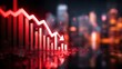 © Mia - Financial market crash with red downward arrow and graphs indicating global economic recession and business investment losses on digital screen.