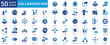 © Iconjam - Collaboration icon set collection in flat style. icon pack contain team, work, together, share, trust, help, support, respect, connect, communicate