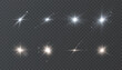 © MAKSYM - Set of realistic sparkling stars, bright glowing light effects and lens flares isolated on transparent background.
