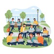© extrude - Students Working on Laptops in Park.