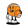 © Monstar Studio - Retro Basketball Character Holding a Smaller Ball.