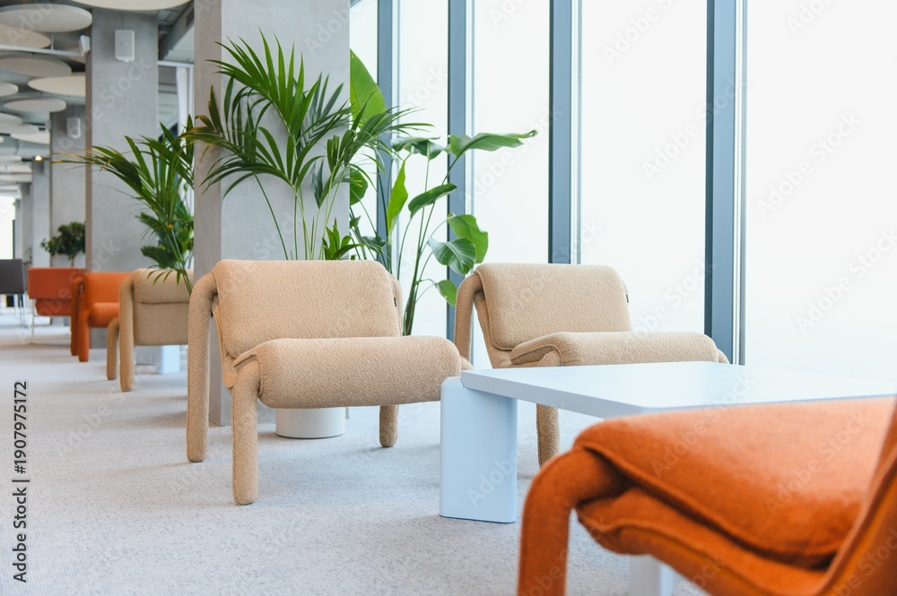 Modern office waiting area with minimalist seating Stock Photo | Adobe ...