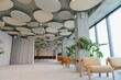 © Serhii - Modern office lounge interior with hanging acoustic panels