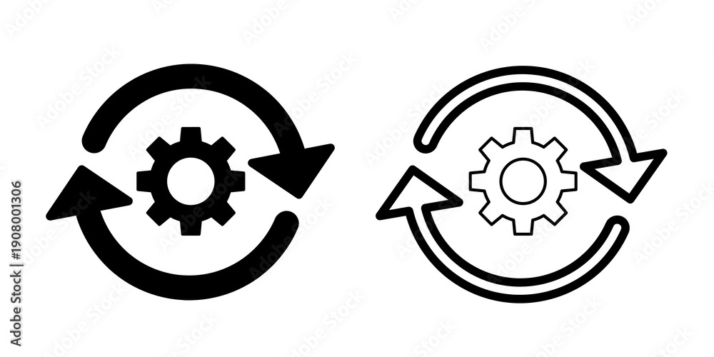 Gear icons, workprocess, gera with recycle, working flow, Stock ...
