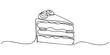 © Gerish - Single Line Drawing of Delicious Two Layered Cake Slice with Icing, Continuous Single Line Drawing of a slice of cake, Minimalist Monoline Dessert Illustration, Simple Contour Vector Sweet Birthday.