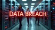 © LORD - Three professionals walking in a data center with a glowing overlay reading 'DATA BREACH'.