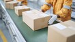 © Viktoriia - Workers handling packages on conveyor belt in modern shipping facility