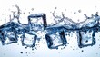 © Nuraeni - Ice Cubes Splashing in Water Closeup.
