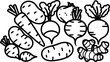 © Mahmoud - Root vegetable tuber outline for healthy organic food ingredient and natural garden harvest – Black and White Vector Illustration