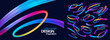© vik_y - Rainbow gradient wave ribbons flowing in dynamic patterns. Colorful abstract brush strokes create modern graphic elements with vibrant swirls and fluid motion for creative designs