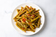 © Esin Deniz - Traditional delicious Turkish food; Green beans with olive oil; Turkish name; Zeytinyagli taze fasulye