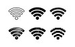© 123levit - Collection of diverse Wi-Fi signal icons in various artistic styles on a white background