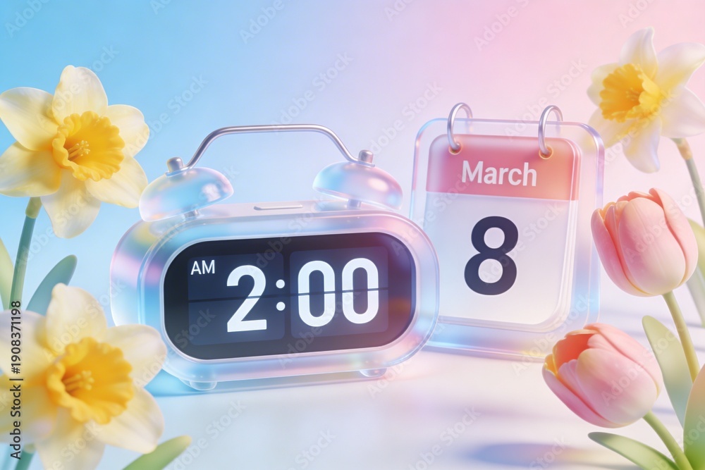 Daylight Saving Time starts 2026 Begins Concept with Glass Digital ...