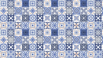 Naklejka na meble Vibrant blue and white decorative tiles pattern collection