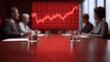© Wuttichai - Blurred business meeting in a red lit boardroom with a fluctuating graph on screen
