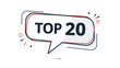 © Daniel - Top 20 ranking label or sticker inside a speech bubble with dynamic design elements for lists and featured items.