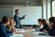 © Yaroslava - Teacher Engaging Students with a Dynamic Whiteboard Illustration in a Scholarly Classroom