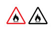 © rsvect02 - Warning signs with flame icons in red and black triangular shapes for fire hazard or danger alert
