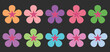 © J.G Studio - A colorful array of cartoon flowers on a dark background