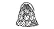 © Ahmad - A black and white vector image of a mesh bag containing potatoes indoors from a front view